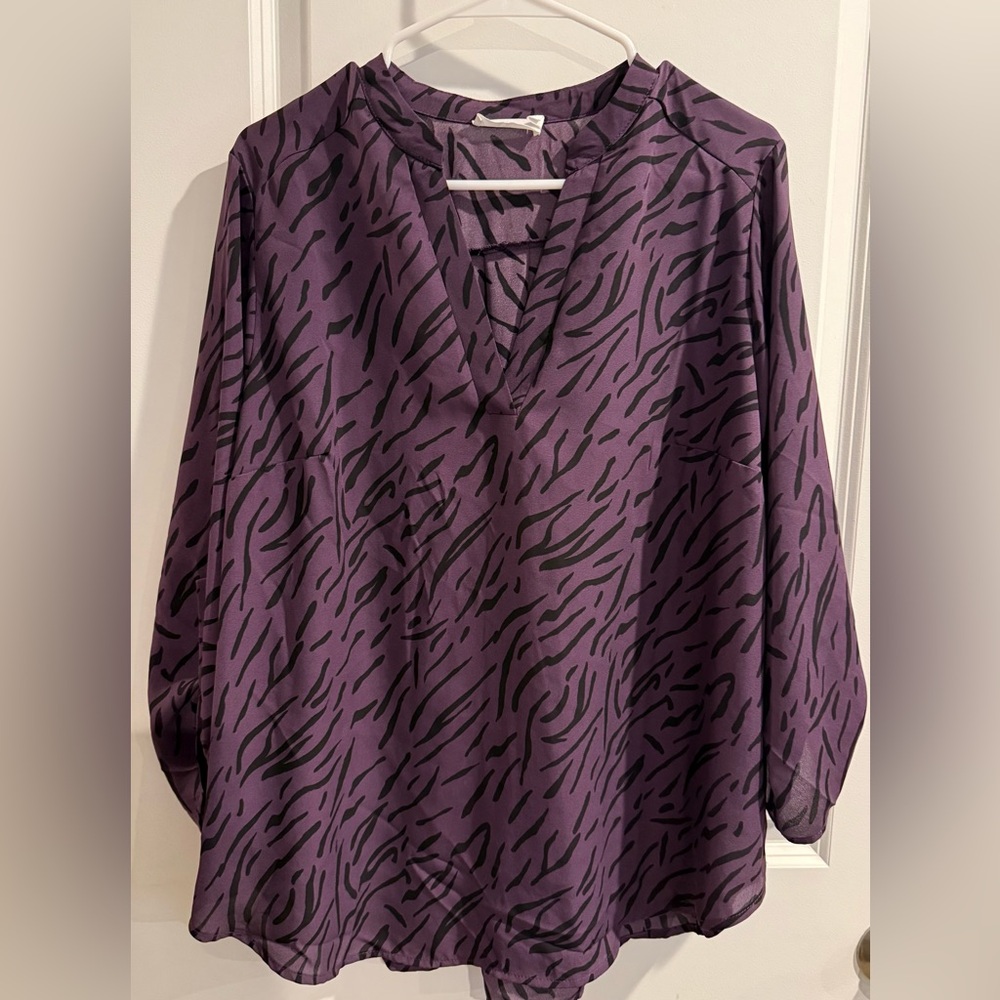 Women’s Lush purple zebra blouse - 1X